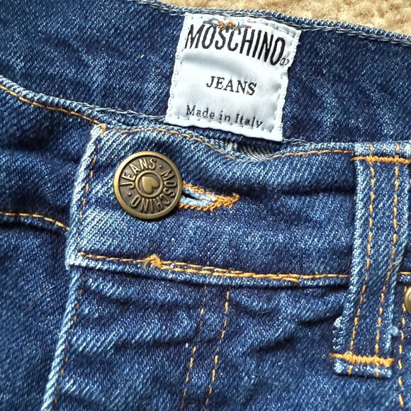 VTG Moschino Peace Back Pocket Stretch Denim Size 28 - Picture 6 of 10